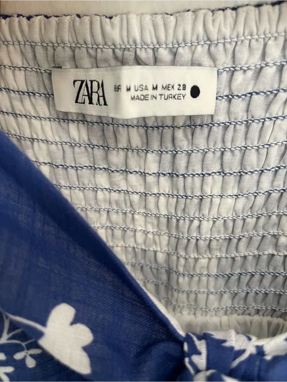 Zara Blue & White Floral Maxi Dress - Spaghetti Straps